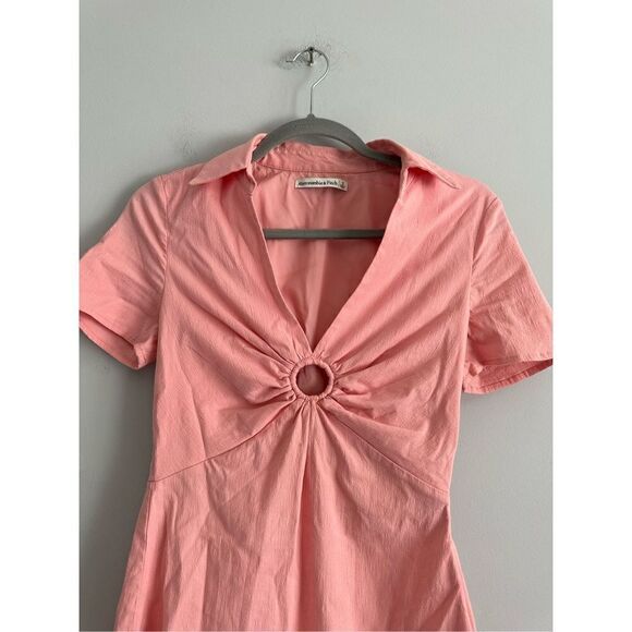 abercrombie & fitch O ring front collard short sleeve mini dress cottagecore S - Picture 3 of 6